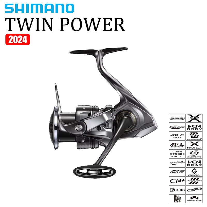 Shimano Reel Sustain - SHIMANO 2024 TWINPOWER Meerwasser-Spinnrolle, 175–265 g,