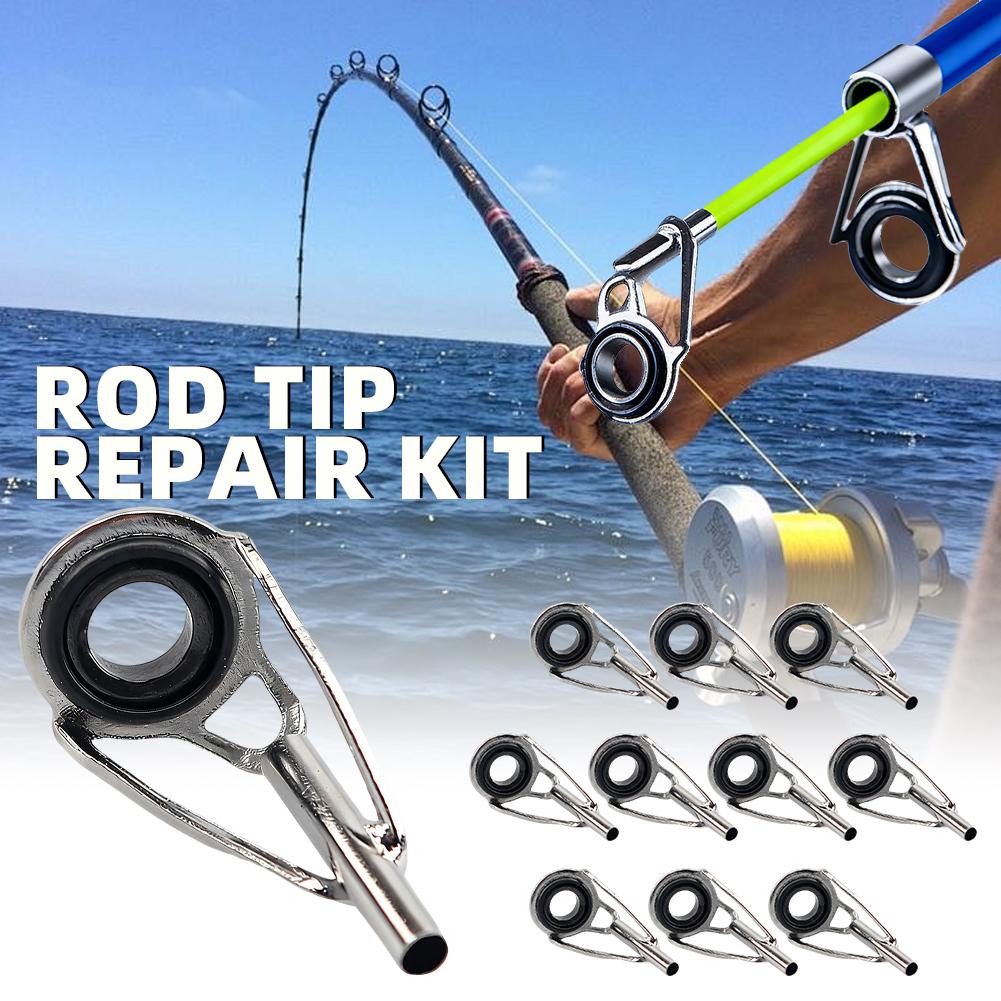 Fishing Rod Guide Replacement - Angelruten-Spitzen-Reparaturset 10-teilig – Ersatz-Spitzen für Angelruten