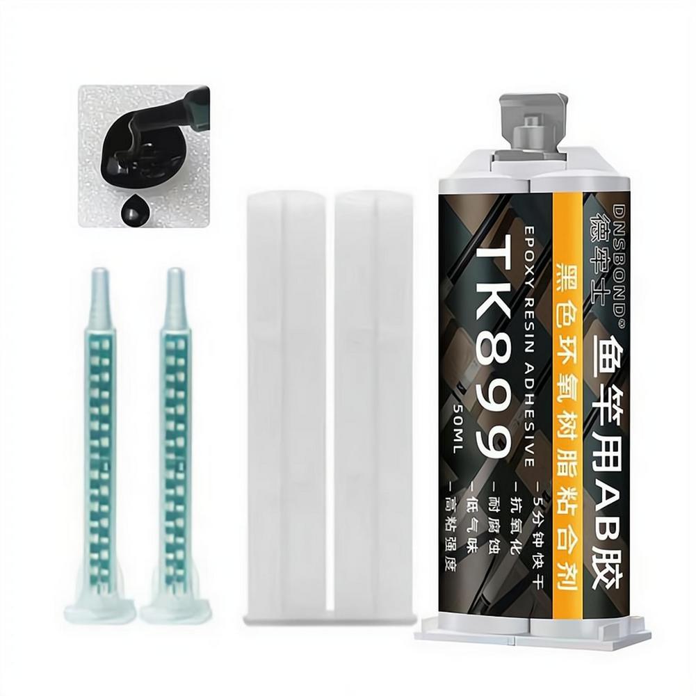 Fishing Rod Repair Kit - Angelrutenkleber, Epoxidharz, AB-Kleber, schwarz/transparenter Kleber, Angelruten-Modifikations-