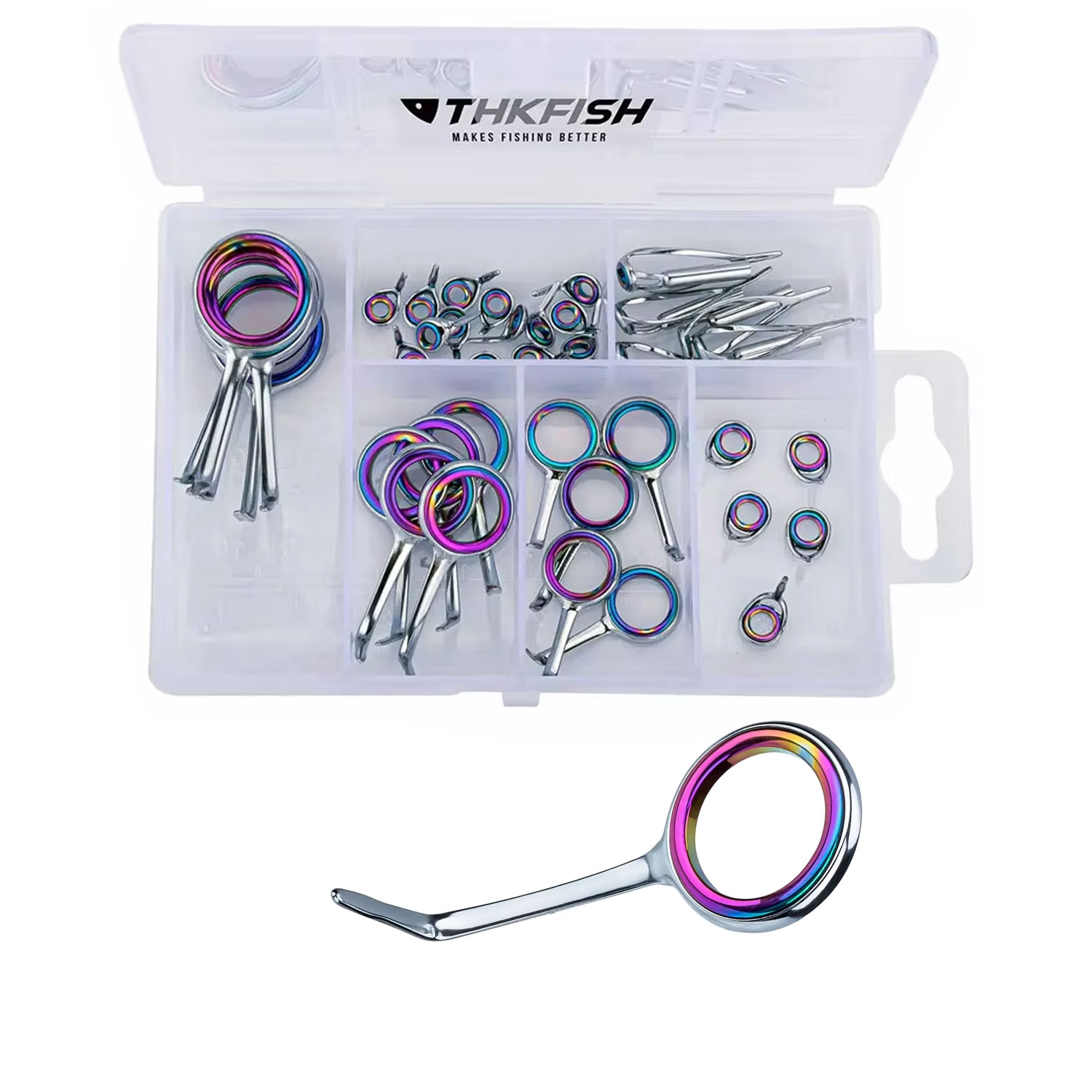 Fishing Rod Guide Replacement - 40 stücke bunte Angelrute Führungen Ring