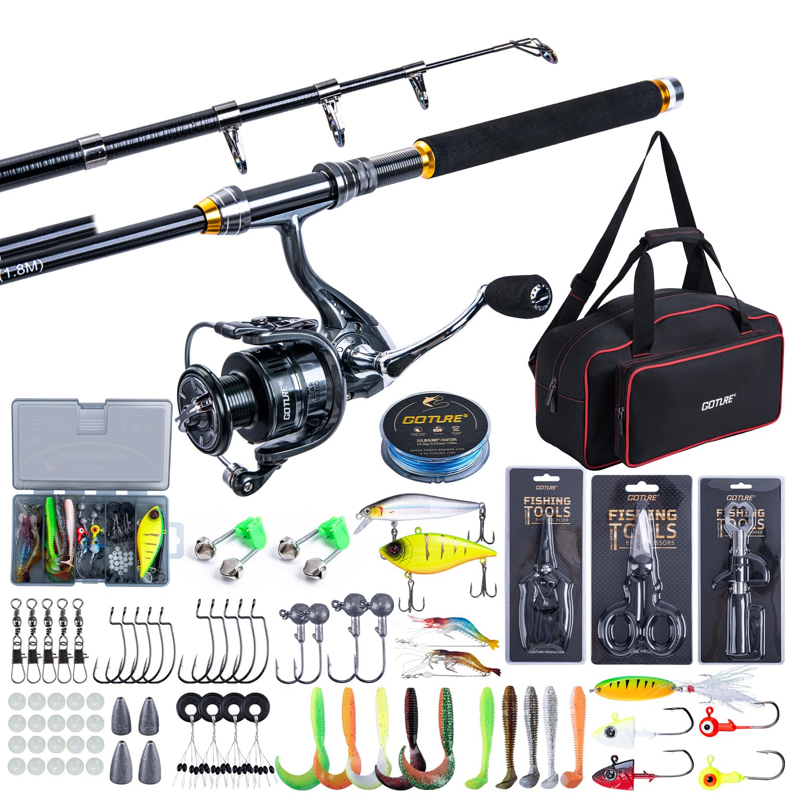 Fishing Rod Building Kit - Goture Fishing Teleskoprute und Rollenkombinationen, 1,8–2,7
